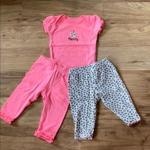 I love mommy, leopard heart onesie and pants